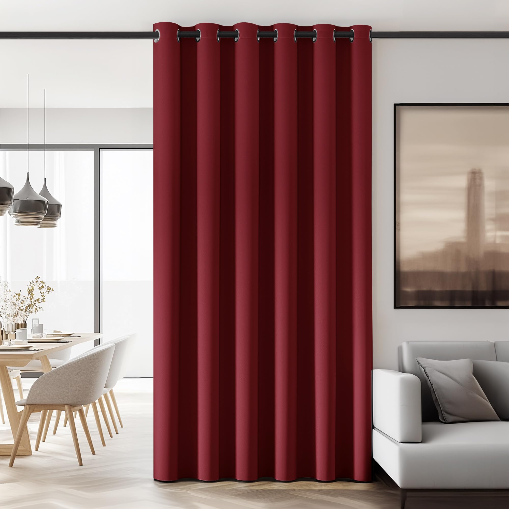 Deconovo Super Soft Window Treatment Thermal Insulated Wide Width Ring Top Blackout Curtain for Livingrom 80 x 84 Inch Red 1 Panel