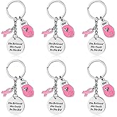 Yinkin 6 Pcs Breast Cancer Survivor Gift for Women Breast Cancer Awareness Pink Ribbon Keychain Inspirational Boxing Glove Keychain
