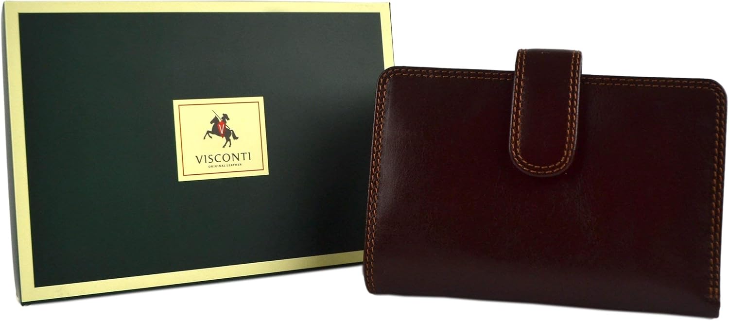 Visconti Leather Ladies Purse Monza Brown, Dimensions: Approx 17cm x 9cm ( 6.75" x 3.5" ) - Image 3