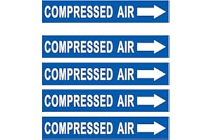 ARRCCHOLIY Pipe Flow Markers Label Stickers with Arrows 20 Packs 1-3/5 x 8 Inch Self-Stick Pipe Identification Marking Labels, Compressed Air Right-Pointing Arrow, White on Blue