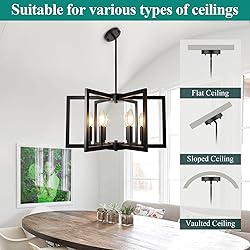 6-Light Black Chandelier, Farmhouse Dining Room