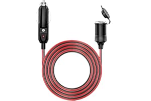 KEWIG 12/24V Car Cigarette Lighter Extension Cord - 20FT Cigarette Lighter Plug Cable- 16AWG Heavy Duty Extension Cable with 15A Fuse and LED Indicator