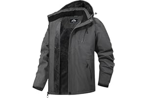 MAOYSSEN Men's Mountain Winter Coat Warm Fleece Ski Snow Jacket Waterproof Raincoat with Hood