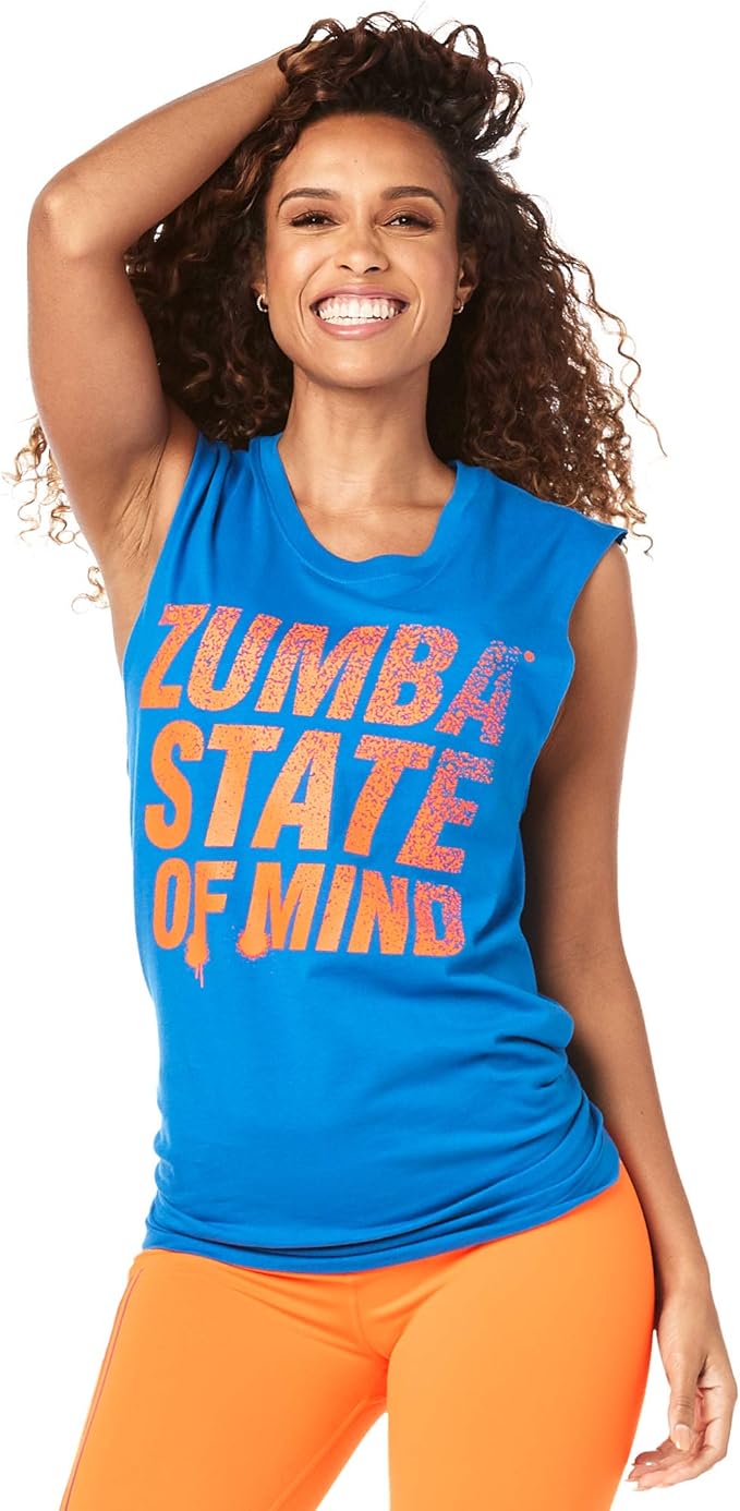 Zumba Unisex Workout Tank Top with Fashion Print, True Blue, M/L Amazon.co.uk Clothing