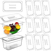 10 Pcs 1/3 Size Clear Food Pan Lids Polycarbonate Universal Handled Hotel Pan Cover Table Catering Plastic Food Pan Lid with Handle Restaurant Commercial Pan Covers for Food Fruits Vegetables