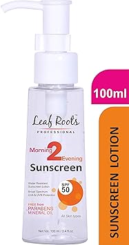 LEAF ROOTS PROFESSIONAL MORNING 2 EVENING SUNSCREEN LOTION (SPF 50)-100ML - SPF 50 PA+++