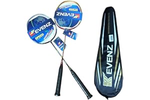 KEVENZ 2 Pack Graphite High-Grade Badminton Racquet, Professional Carbon Fiber Badminton Rackets, 1 Black and 1 Red Racket, 1 Carrying Bag