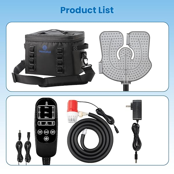 HOMIAID COLD THERAPY MACHINE WITH PROGRAMMABLE TIMER, PORTABLE ICE MACHINE FOR KNEE AFTER SURGERY,KNEE REPLACEMENT,ACL, PAIN RELIEF, FOR SPORTS INJURIES, SPRAINS, REDUCE SWELLING, KNEE PAD