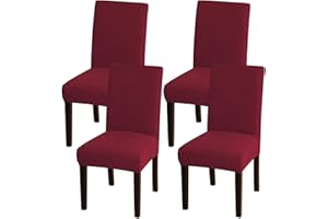 Turquoize Christmas Chair Covers for Dining Room Chair Covers Set of 4 Spandex Removable Kitchen Chair Covers Parson Chair Slipcover Chair Seat Covers for Dining Room, Hotel, Ceremony (4, Burgundy)