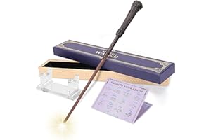 EnrichFun Light Up Wizard Magic Wand Rechargeable Illuminating Witch Wands for Kids Collection Cosplay Christmas, with Acrylic Stand, (Brave)