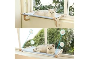 PAWFUN Cat Window Perch, 3 in 1 Multifunctional Cat Window Hammock with 4 Suction Cups for Windowsill, Bedside,Floor. Comfortable Cat Window Bed Holds Up 55lbs, Safety Cat Window Seat for Large Cats