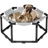 Tresbro Elevated Cat Hammock Bed, Hexagon Raised Cat Swing Bed Chair Cot | Breathable Fabric, Anti-Slip Block , 23.6'' x 20.7'' x 10.6'', Elevated Bracket Ventilation, Both for Indoor and Outdoor Use
