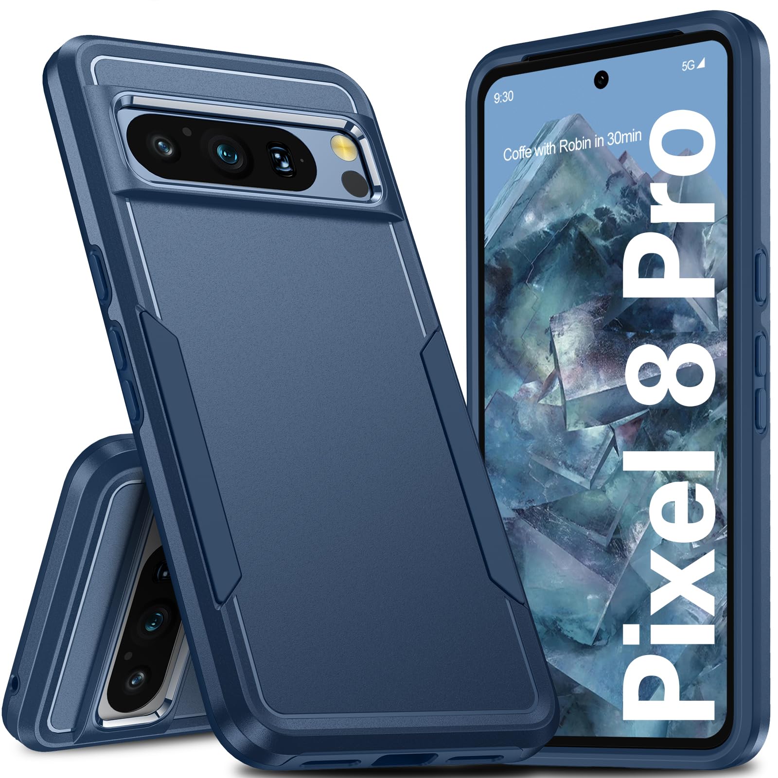 Oneagle for Google Pixel 8 Pro Case, [15FT Military Protection][Double Layer][Heavy Duty][Anti-Slip][Matte Feel] Shockproof Phone Case for Pixel 8 Pro 6.7" Navy Blue