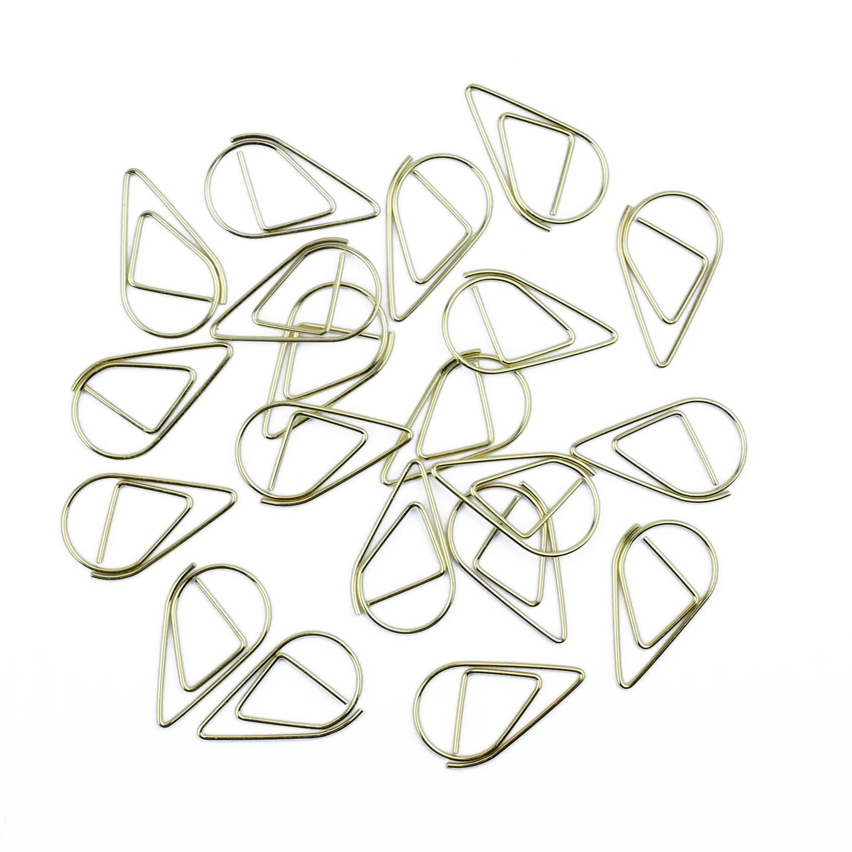 100Pcs Small Golden Paper Clips, Water Drop-Shaped Paperclips Bookmarks for Office Stationery Document, Memo, Poster, Photo(Gold) — image 1
