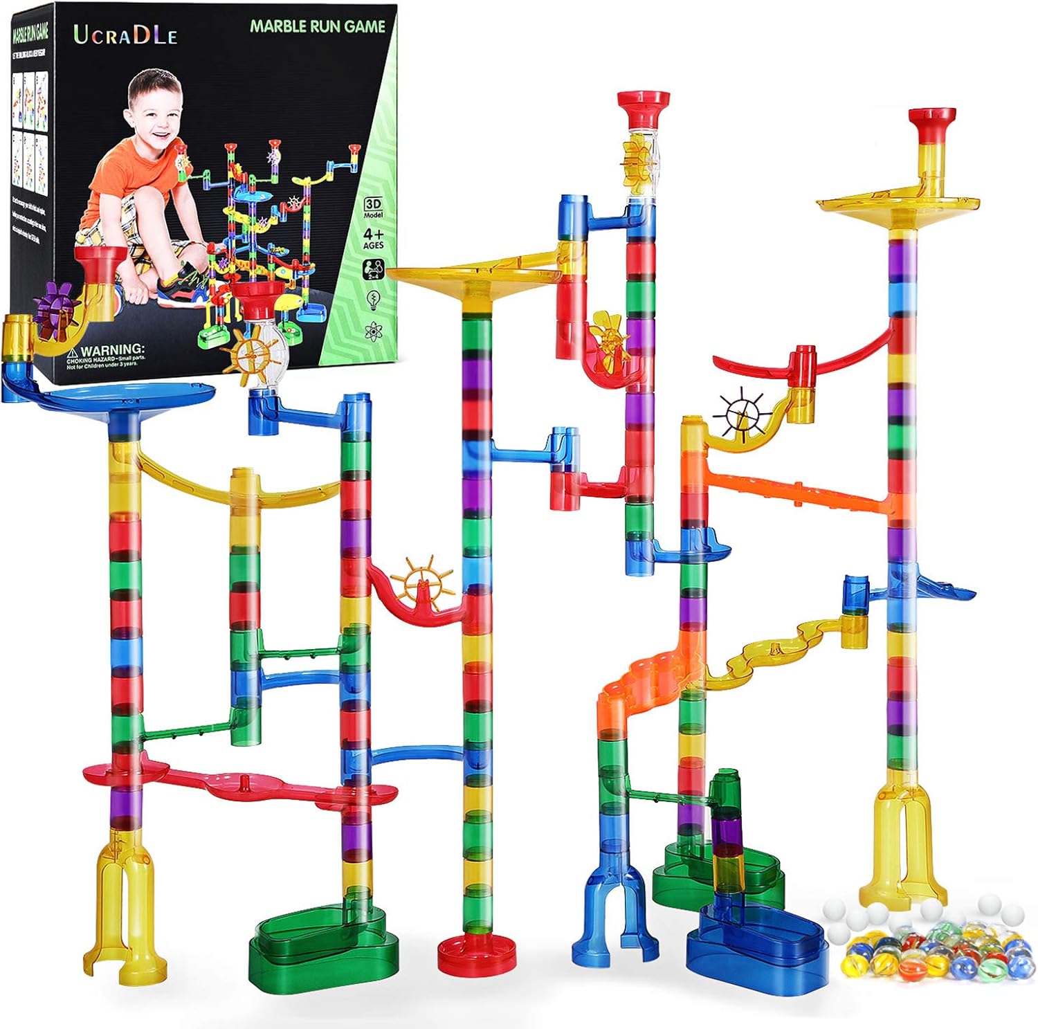 Ucradle Marble Run, 165Pcs Marble Runs Toy Marble Maze Race Track Game