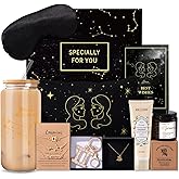 14PCS Gemini Birthday Christmas Gifts for Women, Gemini Zodiac Womens Birthday Gifts, Astrology Gift for Friends Women Friendship, Twins Astrological Drinking Cups Candles Necklace with Gift Set Box