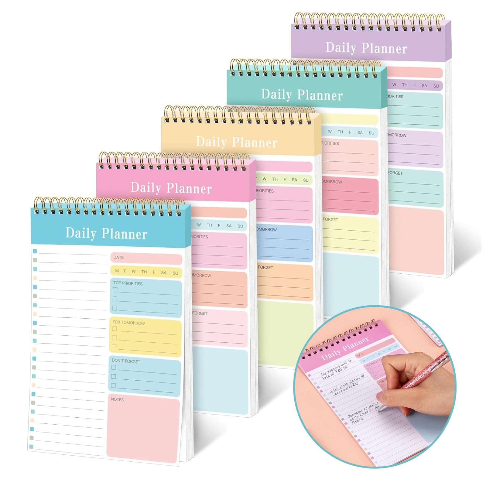 To Do List Notepad, 5 Pcs To Do List Pad Daily Planner Notepad for Productivity Daily Planner Notepads Undated To Do Lists Planners for Work and Personal Organized