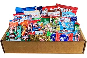 Munchie Mountain 40-Count Christmas Care Package and Snack Box Gift for College Students, Children, Friends and Family