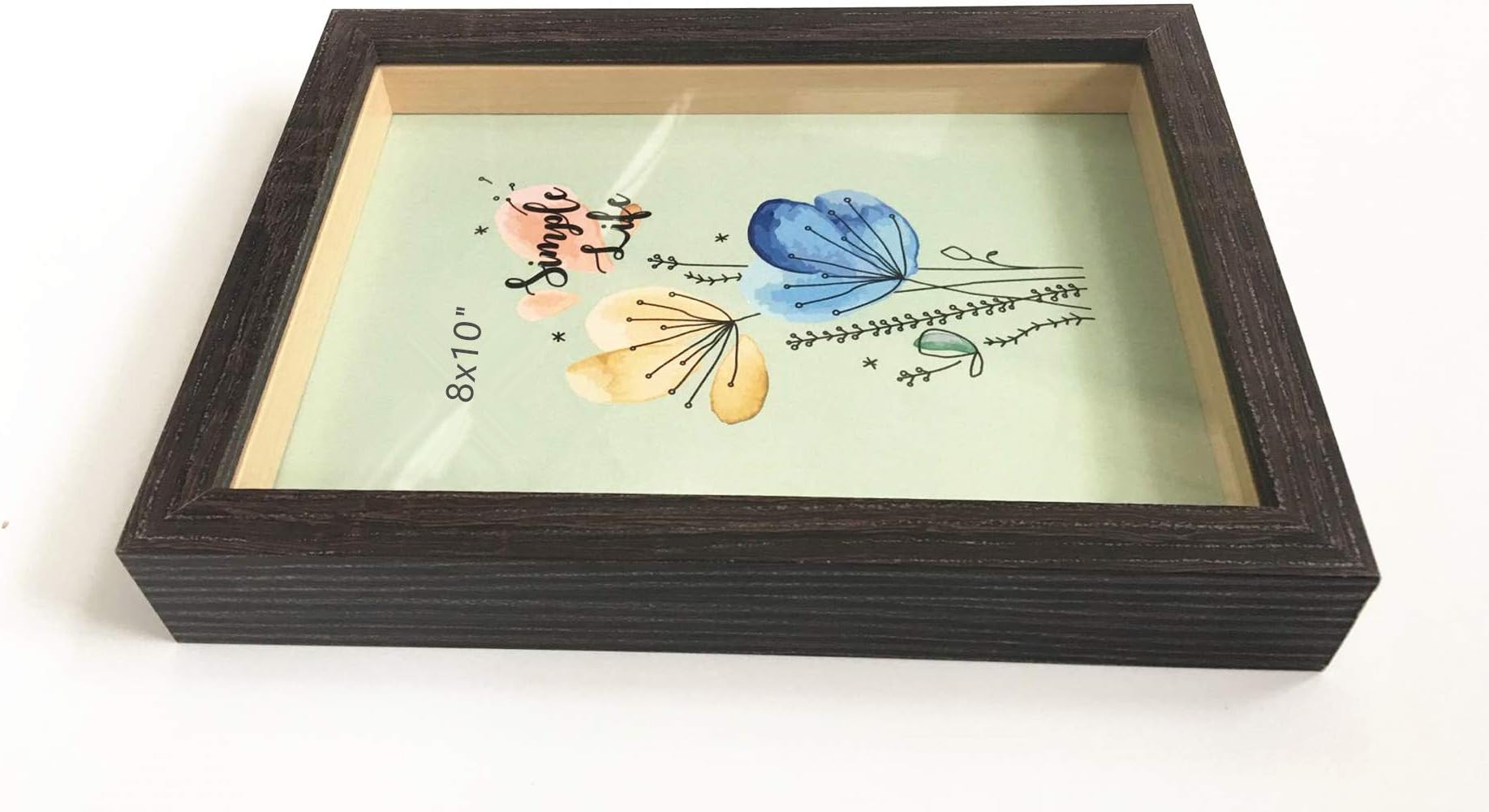Leoyoubei 8x10 inch Picture Frame Shadow Box (Slide pin) with Glass Front,for Desktop and Wall Hanging Display Collectibles,Plant Specimen and Photos (Dark Brown)