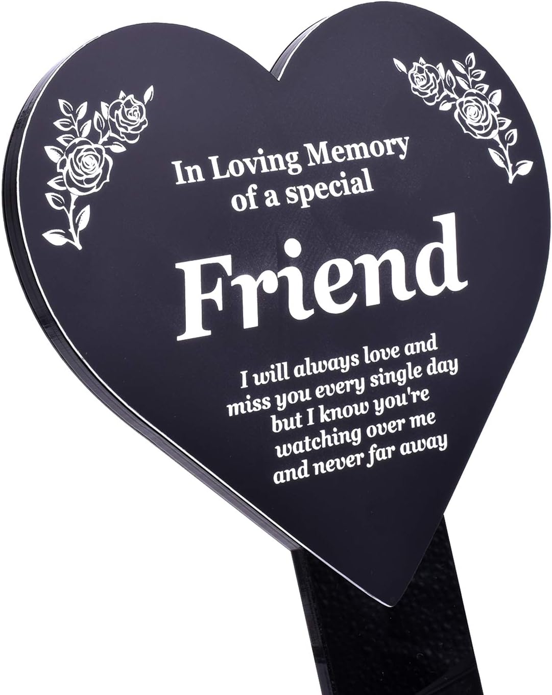 Special Friend Memorial Remembrance Plaque Stake, HEART SHAPE, Black and White, Waterproof, Outdoor, Grave Marker, Tribute - Image 4