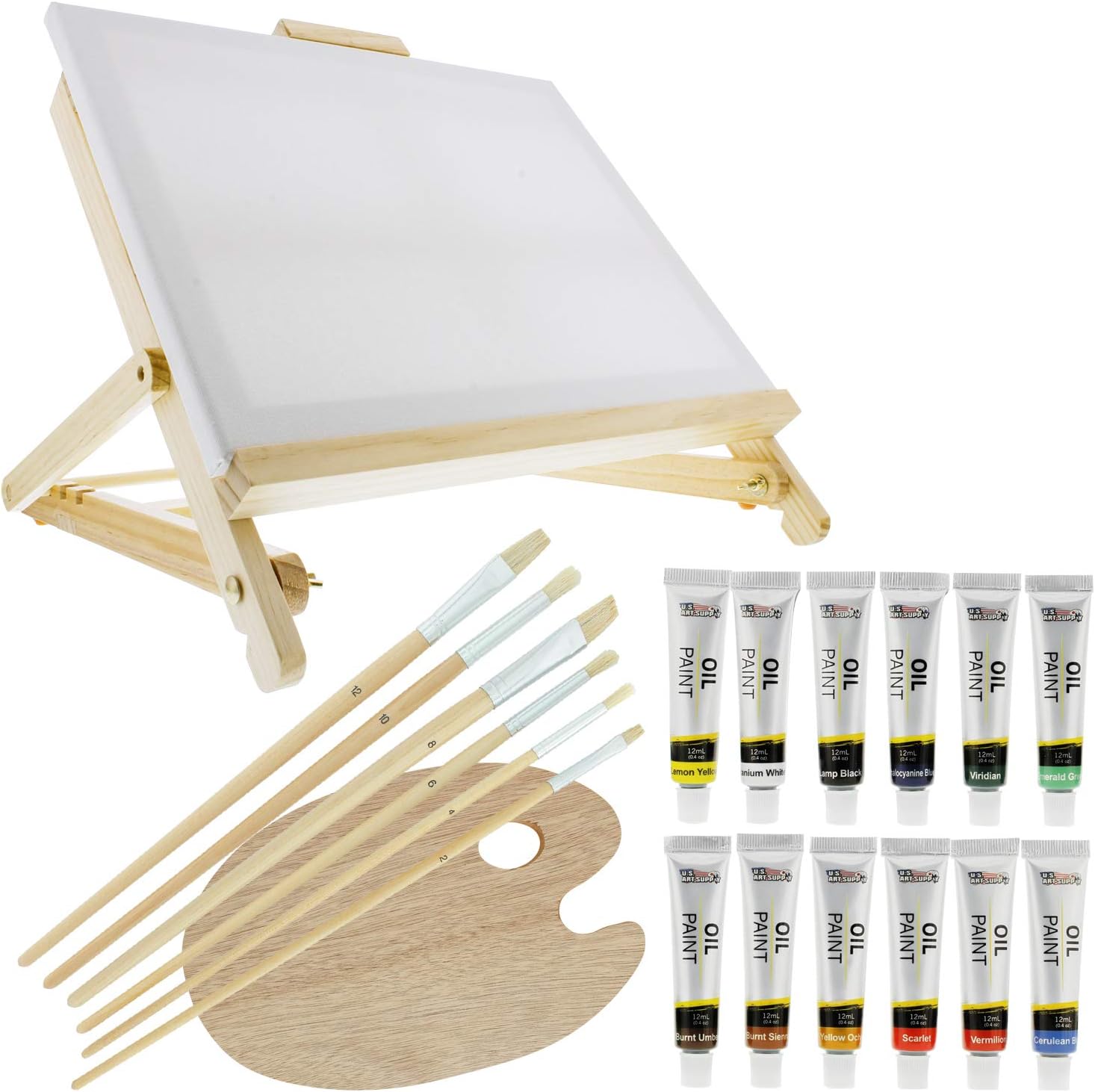 Amazon Com Us Art Supply 21 Piece Oil Painting Table Easel Set