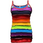Shopoholic Fashion Womens Rainbow Striped Hippie Summer Tank Tops