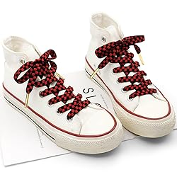 YJRVFINE Flat Checker Shoe Laces: 2 Pairs 55 Inch