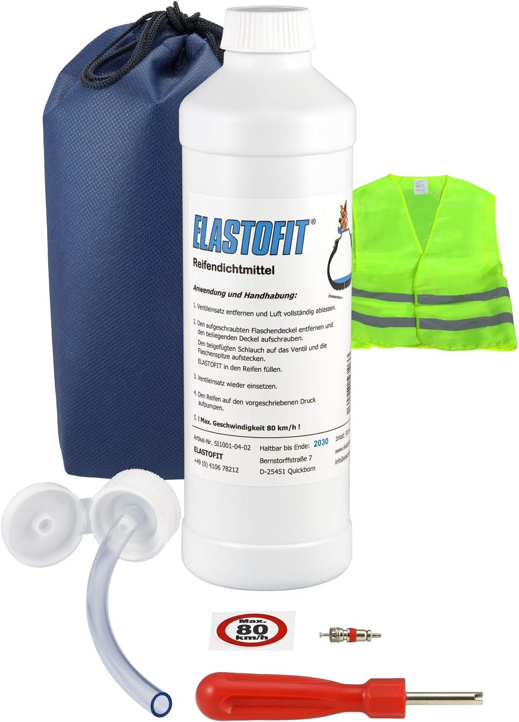 Elastofit Refill Pack Breakdown Set Tyre Sealant Replacement Bottle for All Cars 10 Years Shelf Life