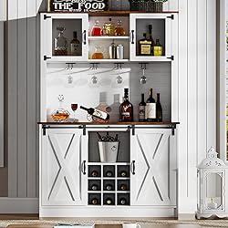 4ever2buy Farmhouse Coffee Bar Cabinet with Sliding