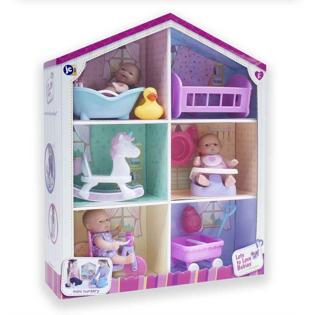 JC TOYS House 3 Dolls and Accessories. 6, Multi-Colour (16755)