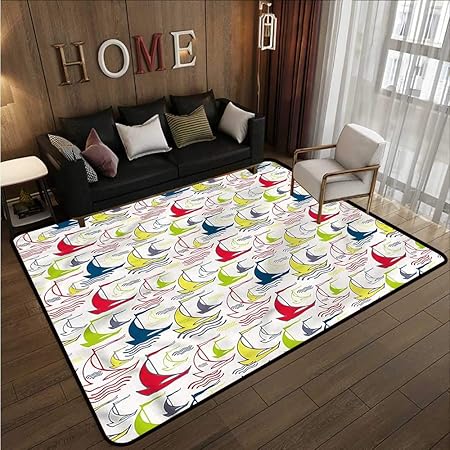 Alfombra de Patio para Exteriores, diseño de Olas y Barcos: Amazon.es