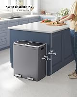 SONGMICS Dual Rubbish Bin 2-Compartment 30 L Slate Grey with Pedals view 2