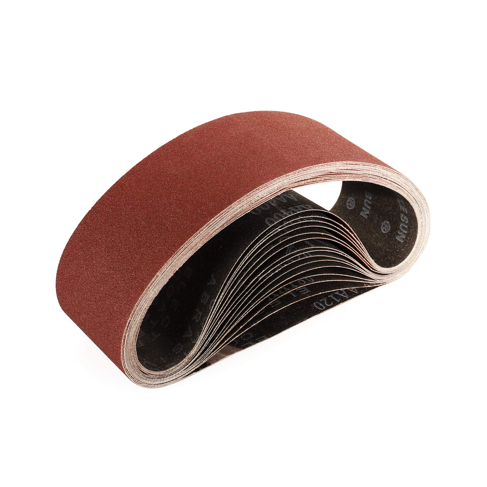 Sruhrak 75 x 533 MM Sanding Belts, 120 Grits Fabric Sanding Belts for Stripping and Sanding - 15 Pack