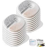 16 Pack Replacement Filters for E1 / E1+ Pumpless Cat Water Fountain (2 L / 67 oz), Pet Water Fountain Filter with Activated Carbon & Ion Exchange Resin