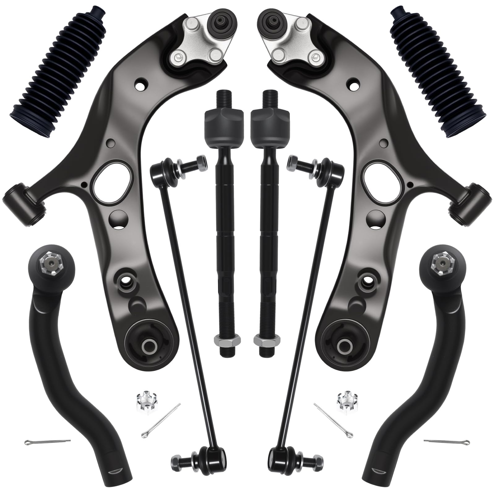 Photo 1 of AUQDD 10Pc Front End Suspension Kit Fit For 2006-2018 To-yota RAV4, 2 Lower Control Arm w/Ball Joint 2 Sway Bar Link 4 Outer & Inner Tie Rod End (# K620586 K620587 K750043 EV800328 ES800053 ES800054)