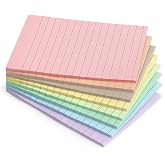 Lined Sticky Notes, 4x6 in, 8 Pack, Light Colors, Self-Adhesive Notepads | Large Sticky Pads for Office, School &amp; Home Use, Easy to Use, Reusable &amp; Removable