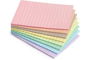 EASTERN WOLF 4x6 Inch Lined Sticky Notes, 8 Pack, Light Colors, Premium Self-Adhesive Notepads, Large Sticky Pads for Office, School & Home Use, Easy to Use, Reusable & Removable