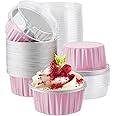 EUSOAR Aluminum Muffin Liners, 50pcs 5oz 125ml with Lids, Disposable Foil Cupcake Holders