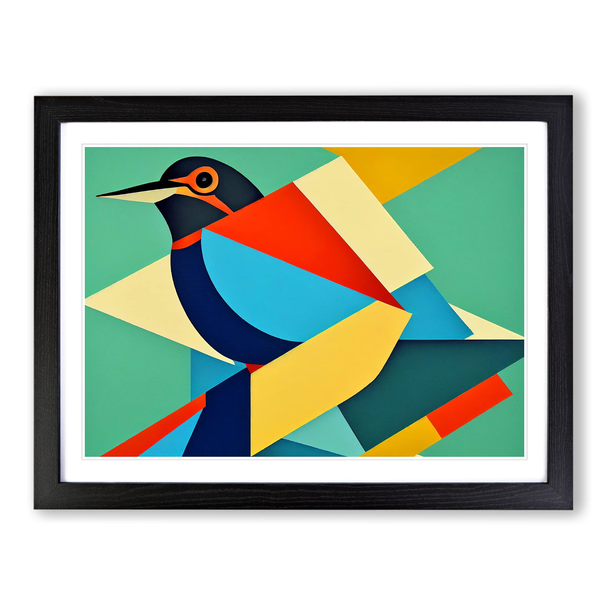 Kingfisher Bird Abstract Vol.4 Framed Print | A4 Black Framed Wall Art | Ready to Hang | Abstract Fantasy Picture | Living Room Bedroom Lounge Office