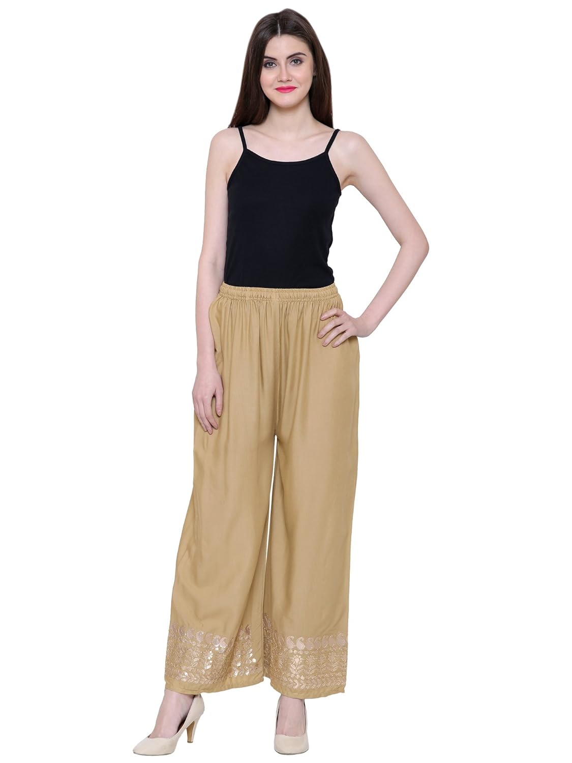 damen mode women rayon jaipuri embroidery palazzo sharara