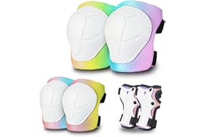 ETEETOW Gradient Color Kids Protective Gear Set Knee Pads for Kids 2-14 Years,W/ Adjustable Strap Kids/Youth Knee Pads Elbow Pads Wrist Guards Set for Inline Roller Skates,Cycling,BMX Bike,Skateboard,Scooter