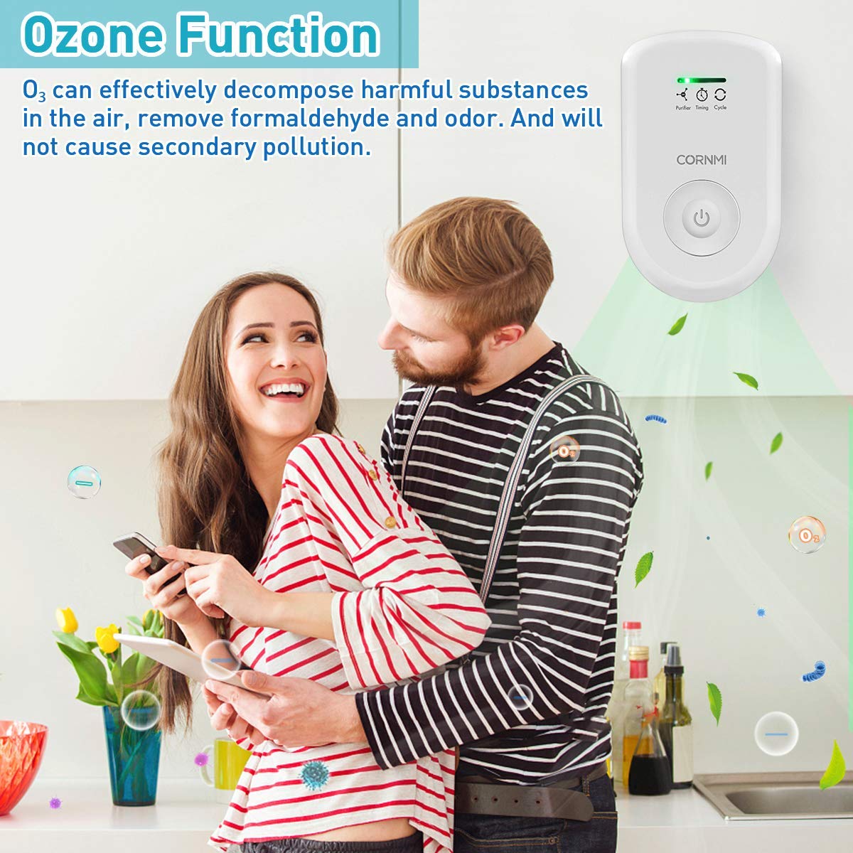Air Purifiers Plug in Wall for Home, Small Odor Eliminator?Ozone Negative Ion Dual Function?Ionizer to Remove Smoke Pet Smell Portable Deodorizer Freshener Cleaner for Bedroom Bathroom Kitchen (White)