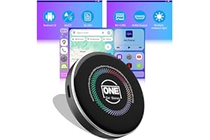 ONE CAR STEREO OneCarStereo CarPlay Ai Box HE Pro with Android 13 Octa-Core Chip 8+128GB, Wireless CarPlay Android Auto Adapter with YouTube Disney+ Apps, Support Video Output 4G SIM & Dual WiFi OTA Update