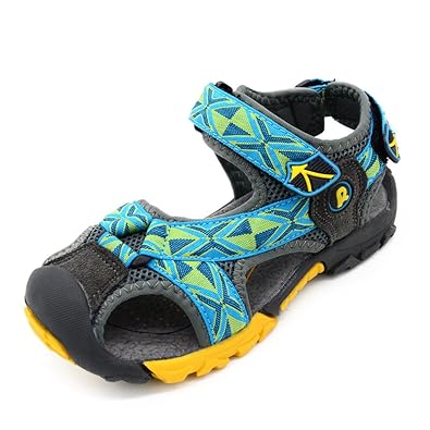 Bwiv Geschlossene Sandalen Jungen Atmungsaktiv Struktur Trekkingsandalen TPR Rutschfest Aussensohle Outdoorsandalen für Kinde