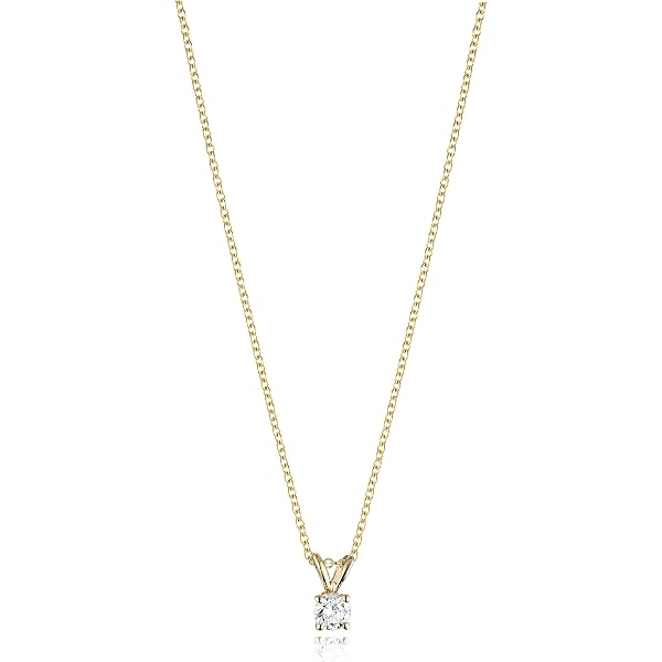 Essentials 14k Gold Adjustable Prong-Set Round Diamond Solitaire Pendant Necklace - 16" To 18" Chain, Made In USA - View #8