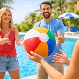 SHATCHI 2 Pcs 16 Inch Rainbow Inflatable Beach Ball Multicolor Pool Toy view 9