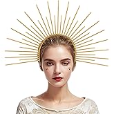 Hayooha Gold Halo Crown Headbands, Spike Crown Headpiece Angel Headbands for Women, Cosplay Halloween Costumes Day of The Dead Decorations, Halloween Decors Party Favors