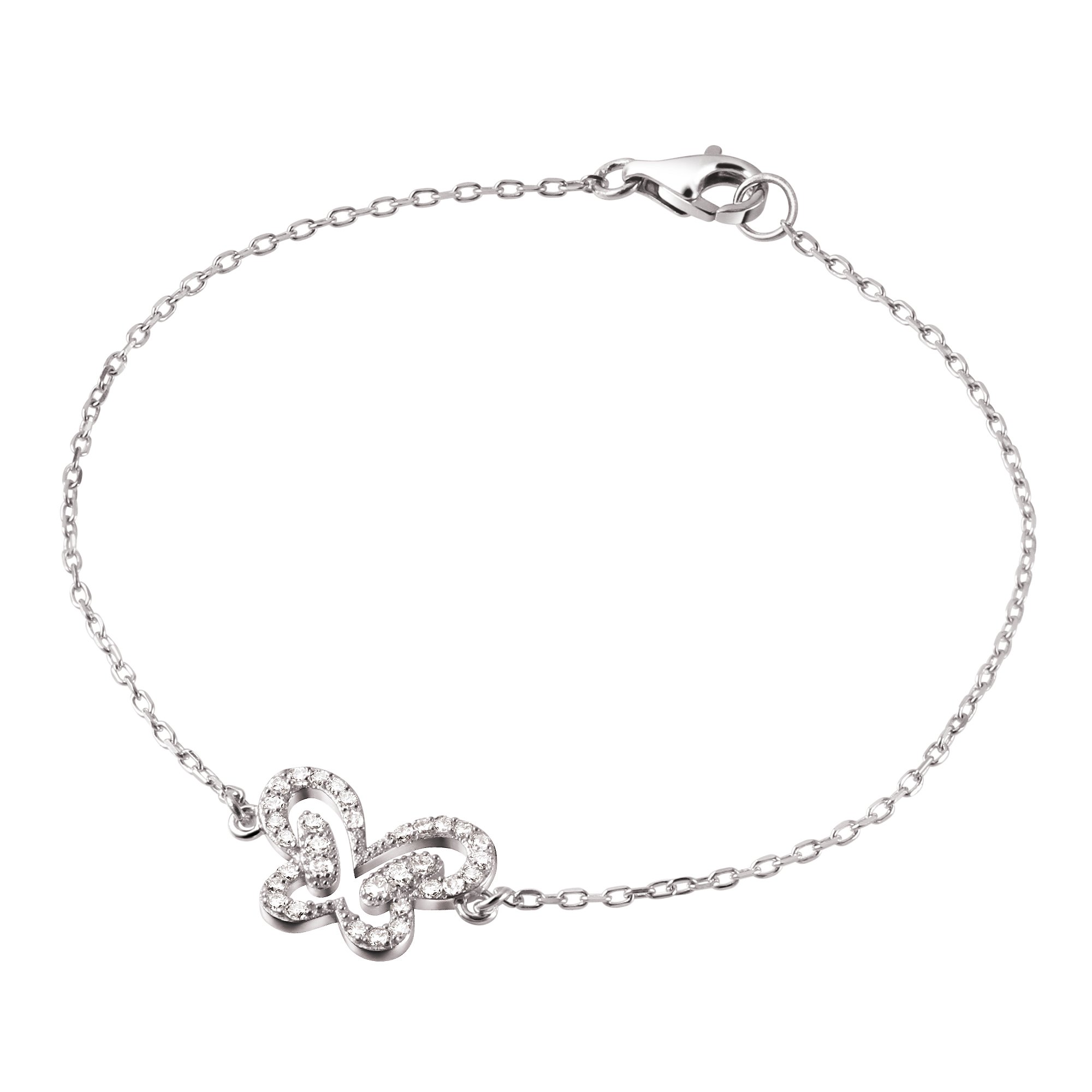 Franki Baker 925 Sterling Silver Butterfly Bracelet With Crystals. Length 18cms. Butterfly 2cms.