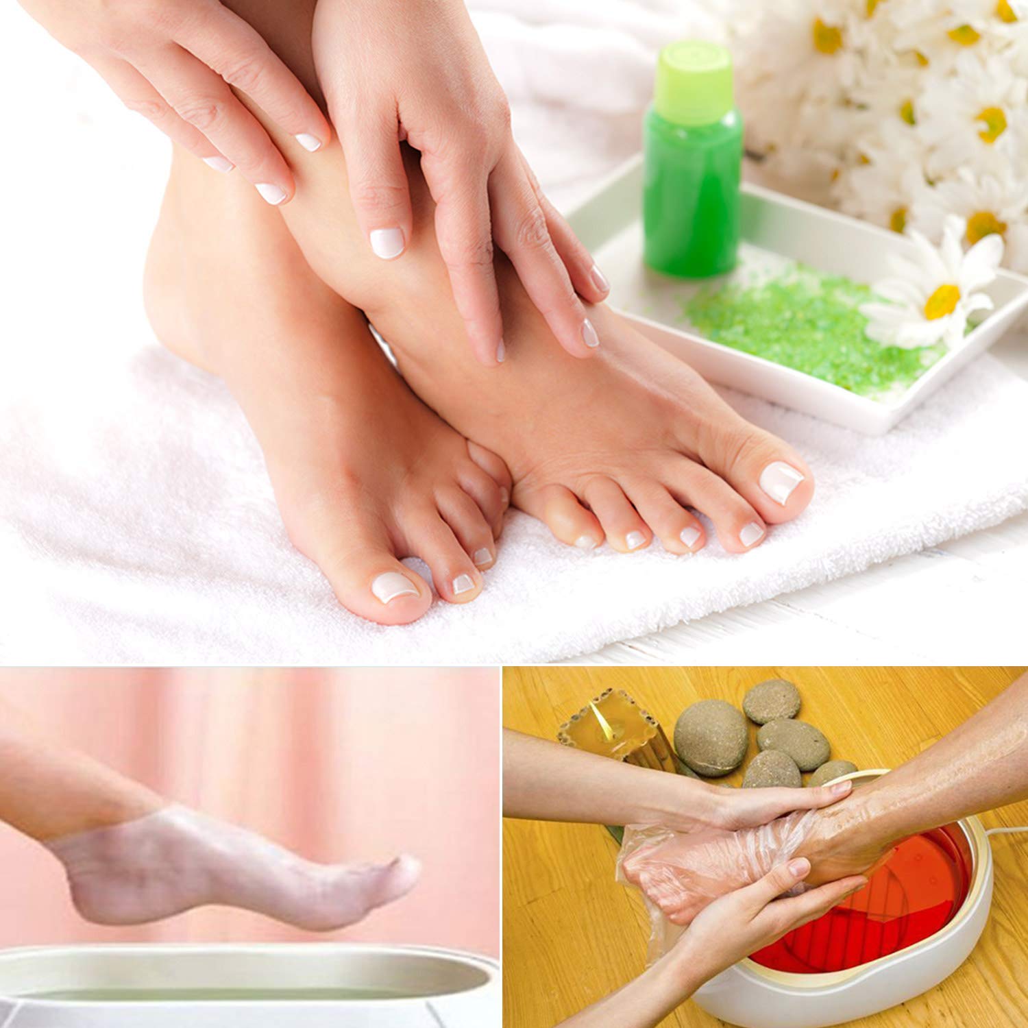 200 Counts Paraffin Bath Liners for Foot, Segbeauty Thermal Foot Liners, Therabath Foot Protectors with 200 Stickers for Snug Closure, Wax Therapy Foot Bags for Paraffin Wax Machine (Large) : Beauty