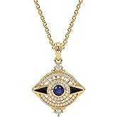 MEVECCO Gold Evil Eye Necklace for Women 18k Gold Plated Turquoise Red Ruby Zircons Evil Eye Protection Choker Charm Pendant Necklace Hypoallergenic Handmade Lucky Jewelry for Her Gifts